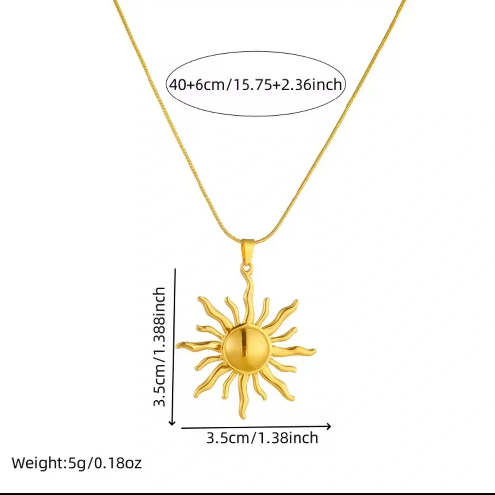 New Stainless Steel 18K GOLD SUN Necklace